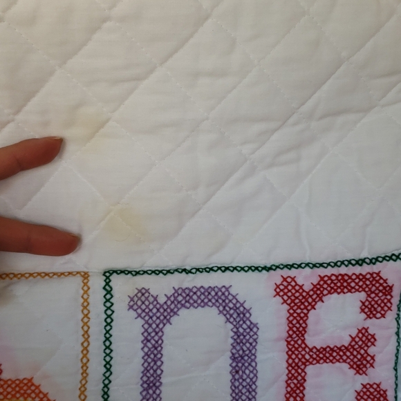 Vintage Cross Stitch Quilt. Baby Blanket. Alphabet - Picture 14 of 17